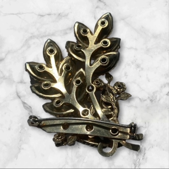 1950's Vintage Aurora Borealis Large Pink Hue Rhinestones Women's Brooch - Picture 3 of 5